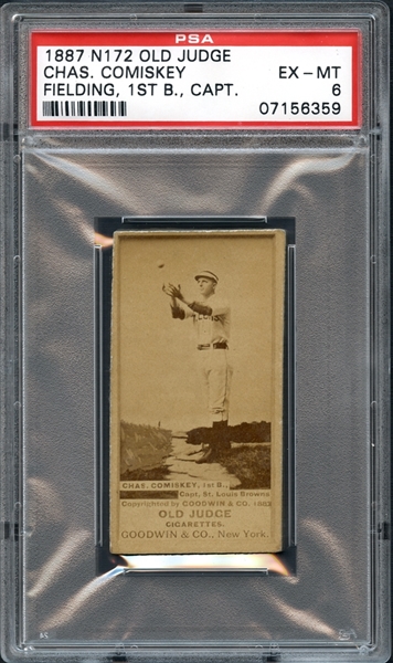 1887 N172 Old Judge Charles Comiskey Fielding PSA 6 EX/MT