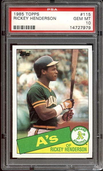 1985 Topps #115 Rickey Henderson PSA 10 GEM MINT