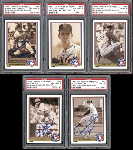 1991 Upper Deck UD Heroes of Baseball Near Complete Autographed Set (5/7)