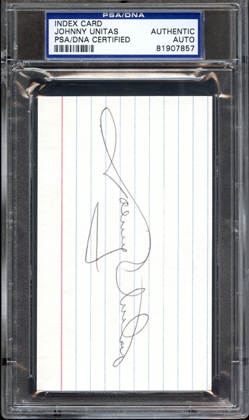 Johnny Unitas autographed 3x5 signed index card PSA/DNA Certified Authentic