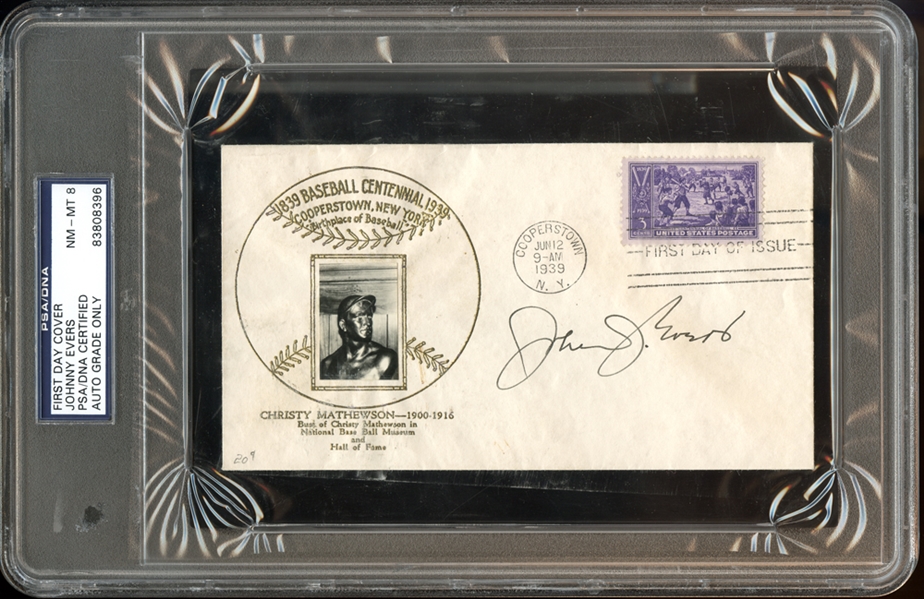 Johnny Evers Signed First Day Cover PSA/DNA 8 NM/MT