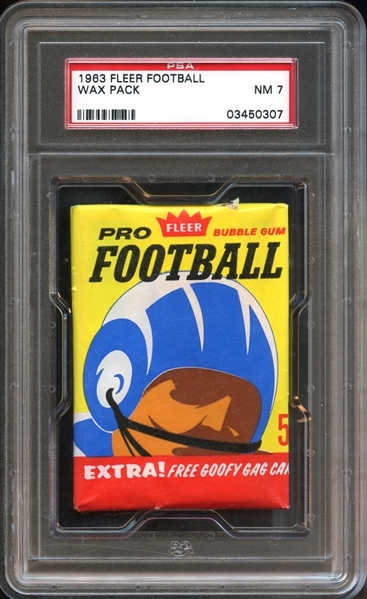 1963 Fleer Football Unopened Wax Pack PSA 7 NM