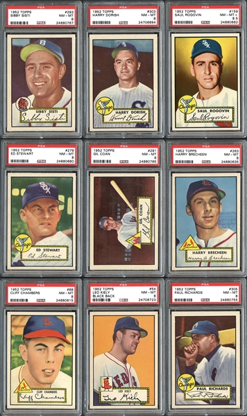 1952 Topps Baseball Group of (24) All PSA 8 or 8.5