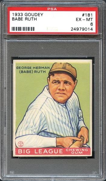 1933 Goudey #181 Babe Ruth PSA 6 EX/MT