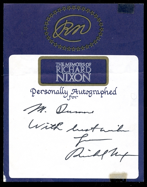 President Richard Nixon Signed Note
