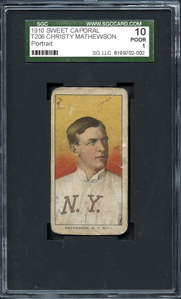 1910 T206 Christy Mathewson Portrait SGC 10 POOR 1