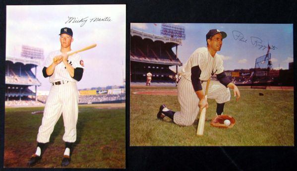 1953-55 Exceptionally Scarce Giant Dormand Postcard Group of (2) Featuring Mantle and Rizzuto