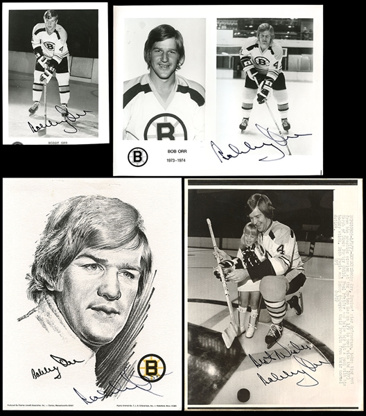 Group of (4) Autographed Bobby Orr Photos