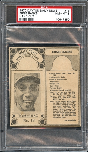 1970 Dayton Daily News #18 Ernie Banks PSA 8 NM/MT