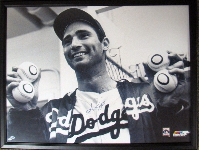 Sandy Koufax Signed Poster-Size Black and White Photograph