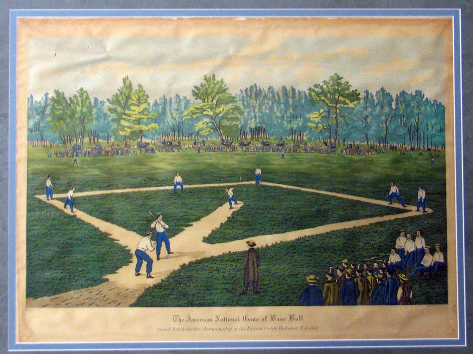 1930 The good American National Game of Baseball Lithograph Currier Ives Print Sports