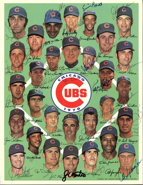 1970 Chicago Cubs Team-Signed Photo with (30) Signatures Featuring Banks and Durocher