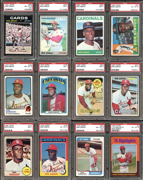 1960-1975 Topps Bob Gibson Group of (12) All PSA Graded