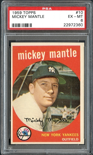 1959 Topps #10 Mickey Mantle PSA 6 EX/MT