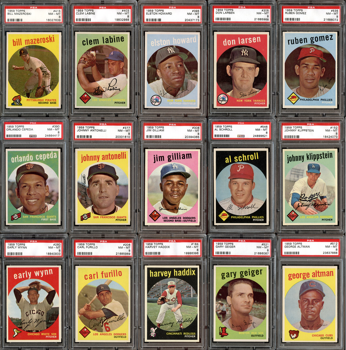 Lot Detail - 1959 Topps Baseball Partial Set (311/572) All PSA 8 NM/MT