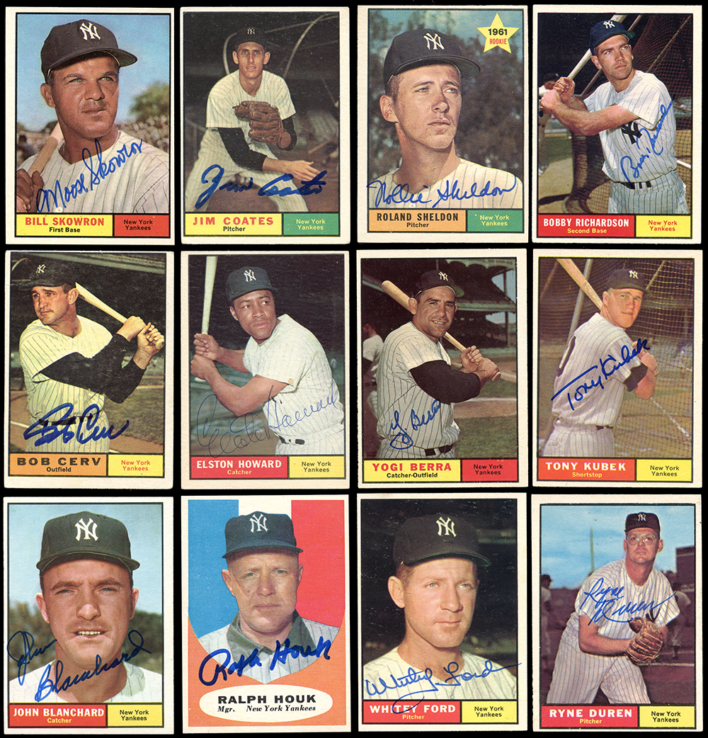 Lot Detail - 1961 New York Yankees Autographed Partial Team Set