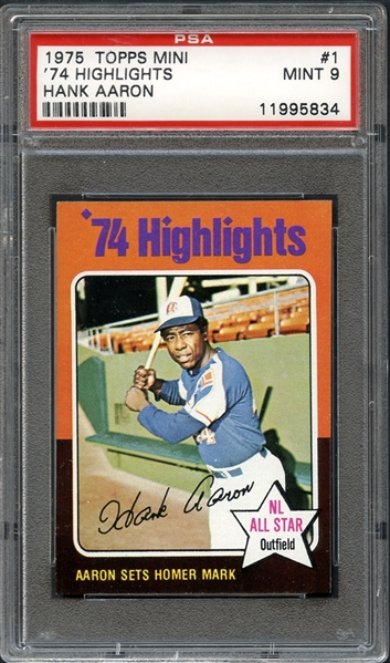 1975 Topps Mini #1 Hank Aaron PSA 9 MINT