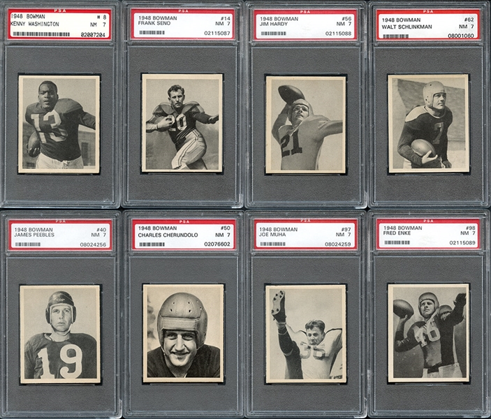 Group of (8) 1948 Bowman Football Cards All PSA 7