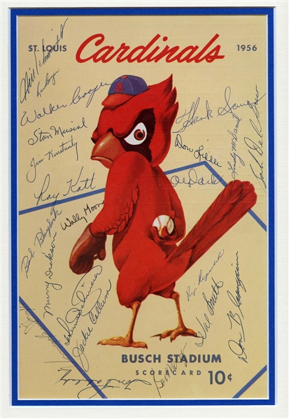 1956 St. Louis Cardinals Team-Signed Scorecard with (22) Signatures Featuring Stan Musial