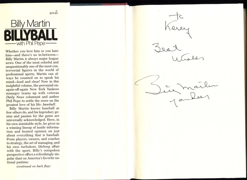 Billy Martin Signed Hardcover "Billyball" Book