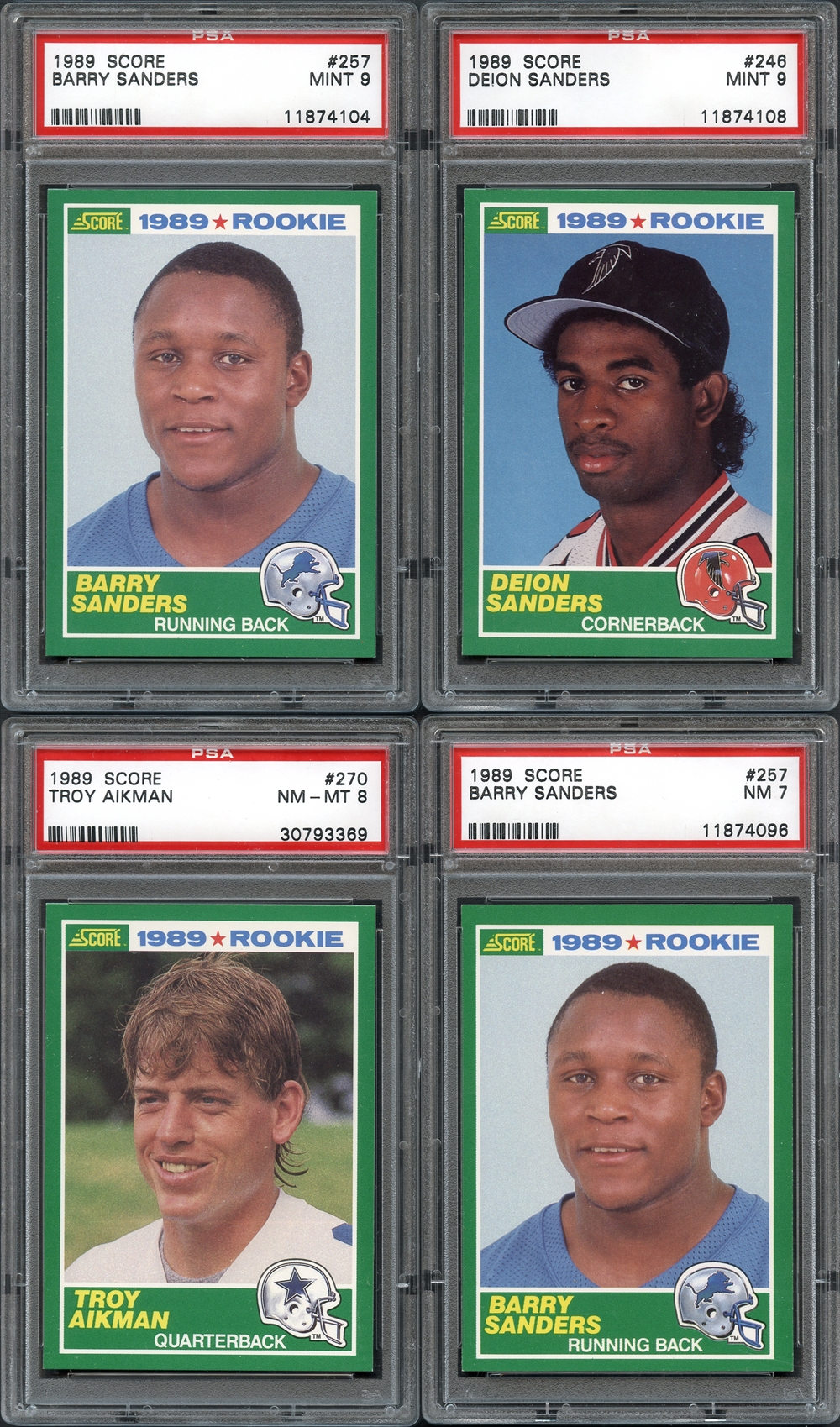 Lot Detail - 1989 Score Football Group Of (4) Cards All PSA Graded