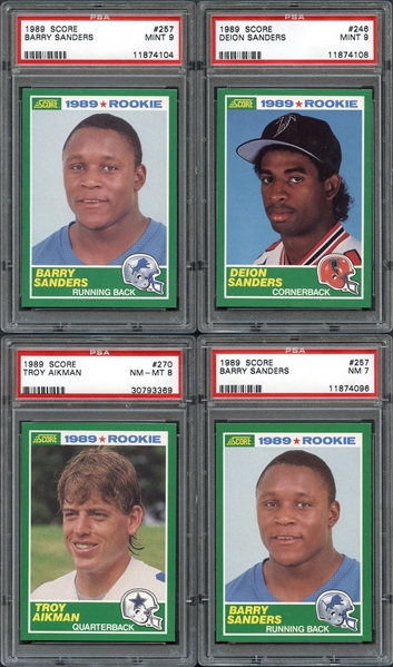 1989 Score Football Group of (4) Cards All PSA Graded