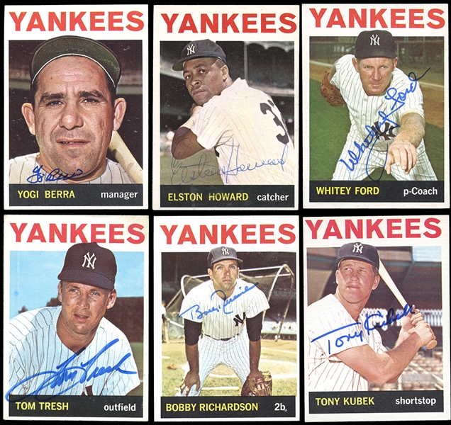 Collection of (23) 1964 Topps New York Yankees Signed Cards Featuring Howard, Berra and Ford