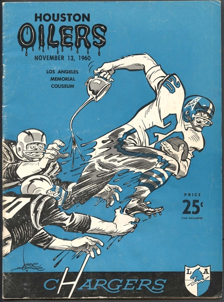 1960 Los Angeles Chargers Football Program First Year of AFL