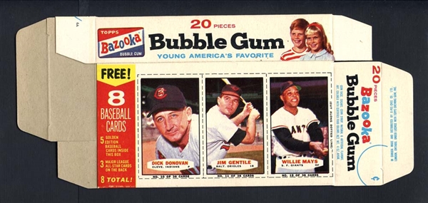 1963 Bazooka Complete Box Featuring Willie Mays Panel #10-12