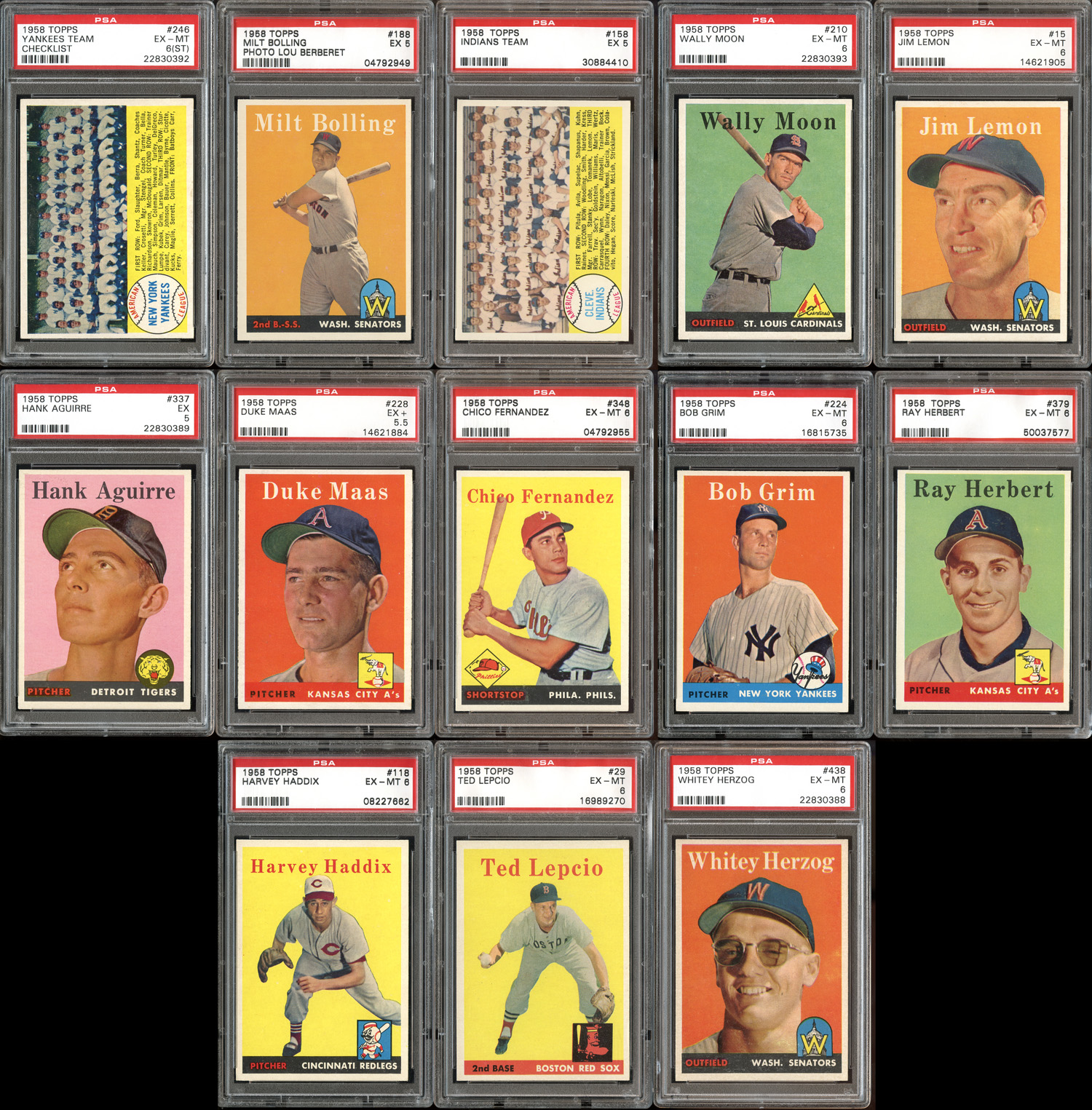 Lot Detail - 1958 Topps Baseball Group of (13) All PSA Graded with ...