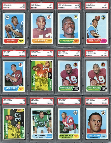 1968 Topps Football Group of (12) PSA Graded Cards with Unitas and Warfield