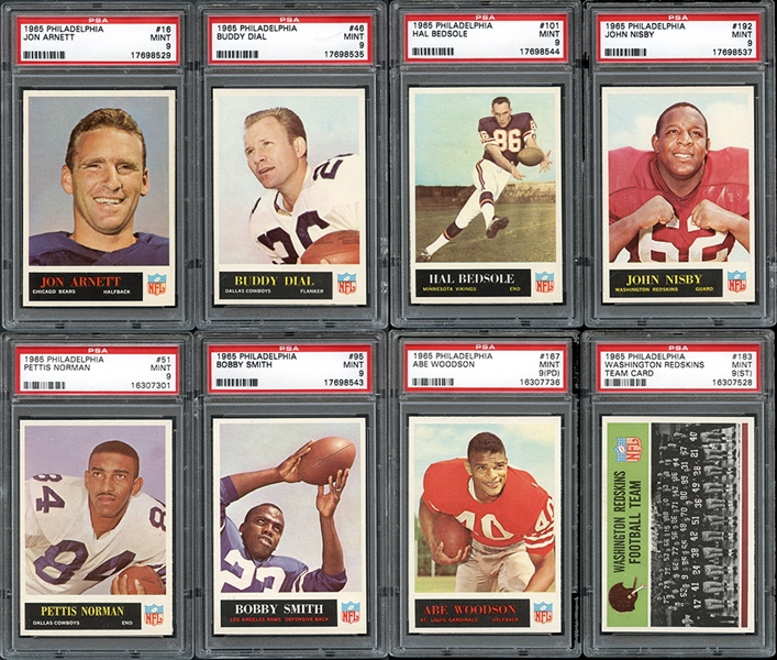 1965 Philadelphia Football Graded Card Group of (8) PSA 9s