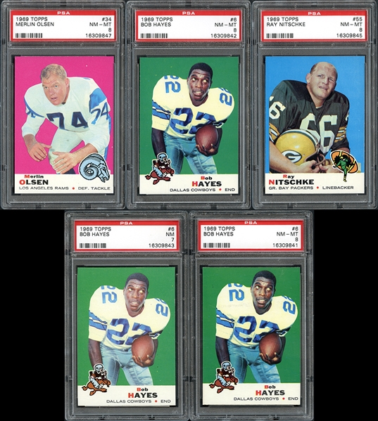 1969 Topps Football Group of (5) PSA Graded Cards with Nitschke