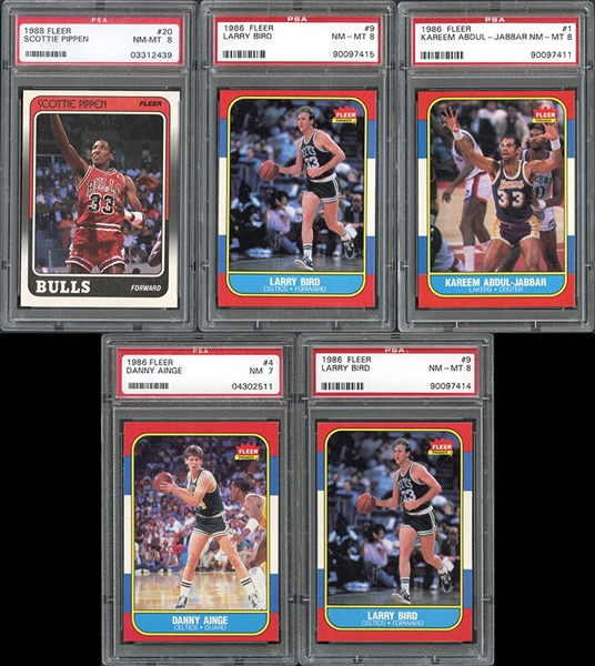 1986 - 88 Fleer Basketball Group of (5) PSA Graded Cards