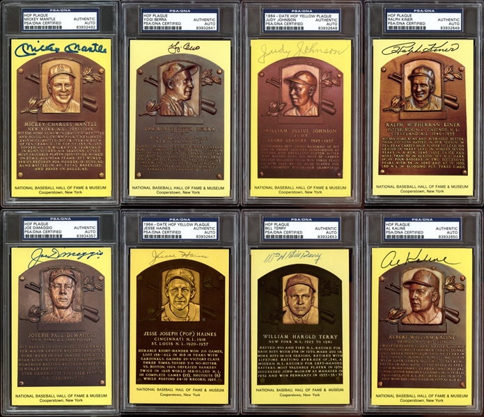 1964-Date Yellow Hall of Fame Plaque and Postcard Group of (49) All PSA/DNA Authentic