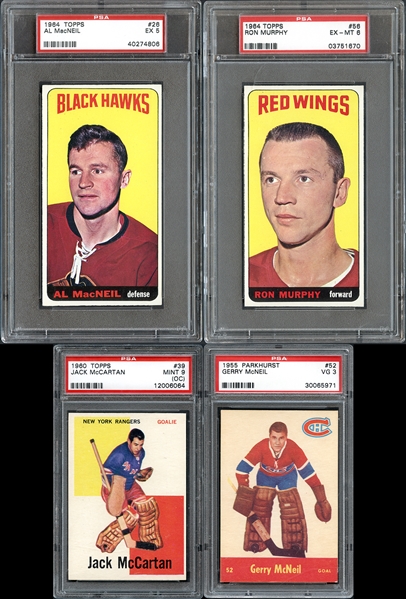 1955-64 Hockey Card Group of (4) PSA Graded Cards