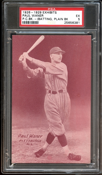 1926-29 Exhibits Post Card Paul Waner (Batting-Plain Background) PSA 5 EX