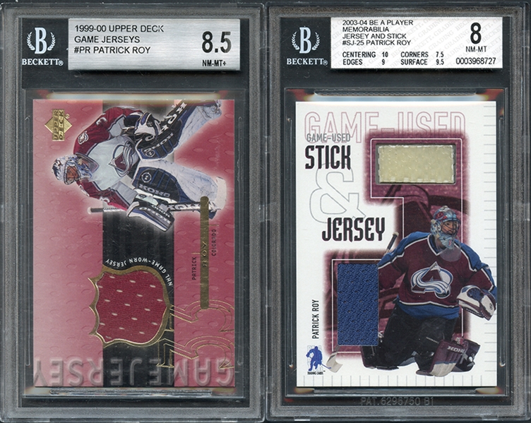 Patrick Roy Jersey Patch Card Group of (2) Both BGS Graded