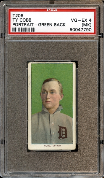 1909 T206 Ty Cobb Portrait Green Back PSA 4(MK) VG/EX