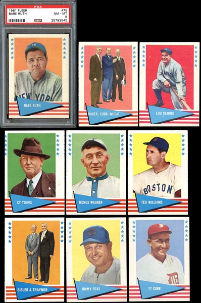 1961 Fleer Baseball Greats Complete Set with PSA 8 Babe Ruth