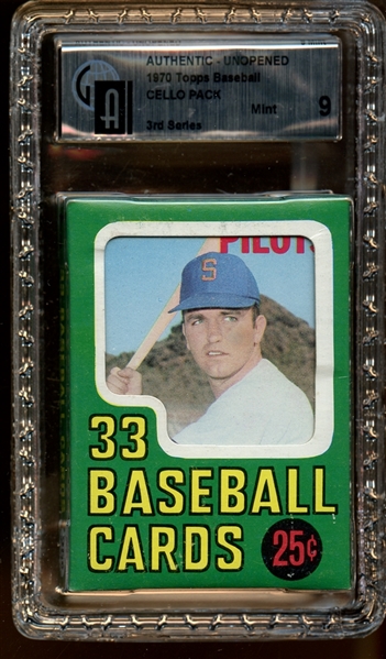 1970 Topps Baseball Unopened Cello Pack GAI 9 MINT