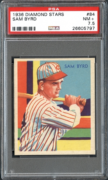 1936 Diamond Stars #84 Sam Byrd PSA 7.5 NM+