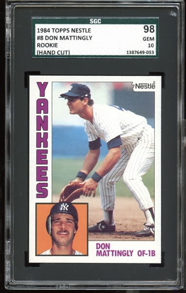 1984 Topps Nestle #8 Don Mattingly RC Hand Cut SGC 98 GEM MINT 10 