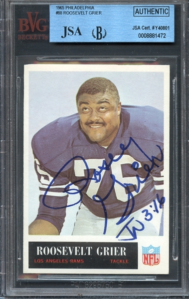 1965 Philadelphia #88 Roosevelt Grier Autograph JSA Authentic 