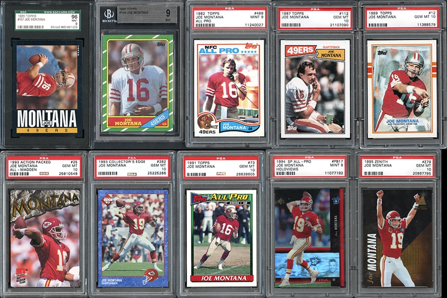 1982-95 Group of (10) Joe Montana Cards All Graded