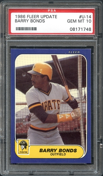 1986 Fleer Update #U14 Barry Bonds PSA 10 GEM MINT