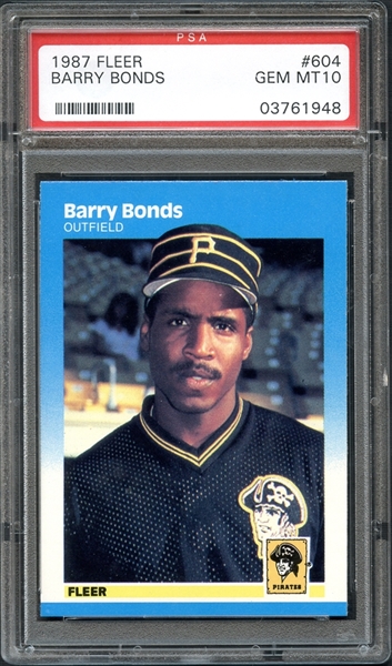 1987 Fleer #604 Barry Bonds PSA 10 GEM MINT