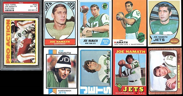 1966-73 Topps Group of (9) Joe Namath Cards