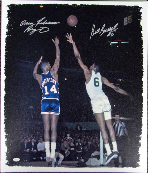 Oscar Robertson and Bill Russell Signed Canvas Print