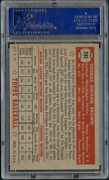 Lot Detail - 1952 Topps #281 Tommy Brown PSA 9 MINT